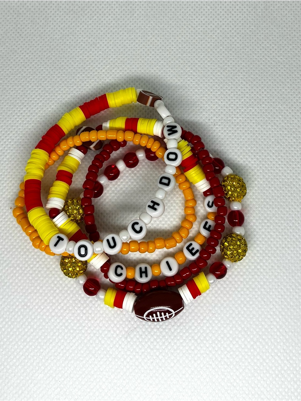 Touchdown Chiefs Beaded Bracelet Stack